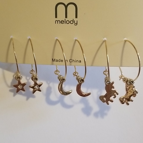 3 for $15 Set of 3 Hoop Pendant Earrings - Picture 2 of 5